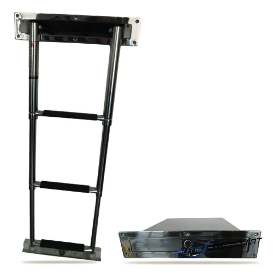 Teleskopbadeleiter in Box - 34x47x4,6cm | Ausführung: 3-stufig, Länge 895mm