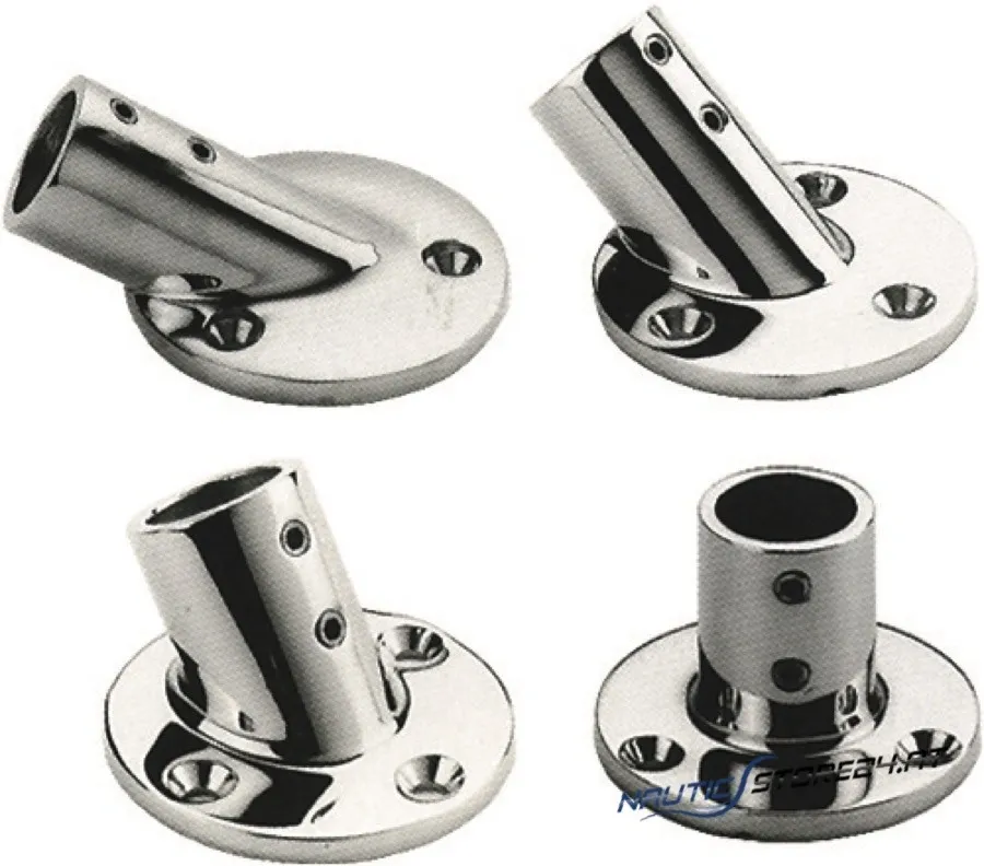 Handrelingsfuß Niro - Grundplatte 63mm Ø | Ausführung: Winkel 30 Grad, Rohr-Ø 25mm