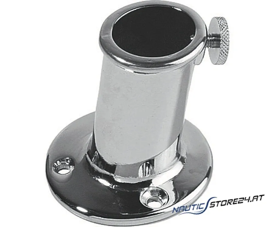 Flaggenstockhalter 10° schräg verchromt | Flaggenstock-Ø: 16mm